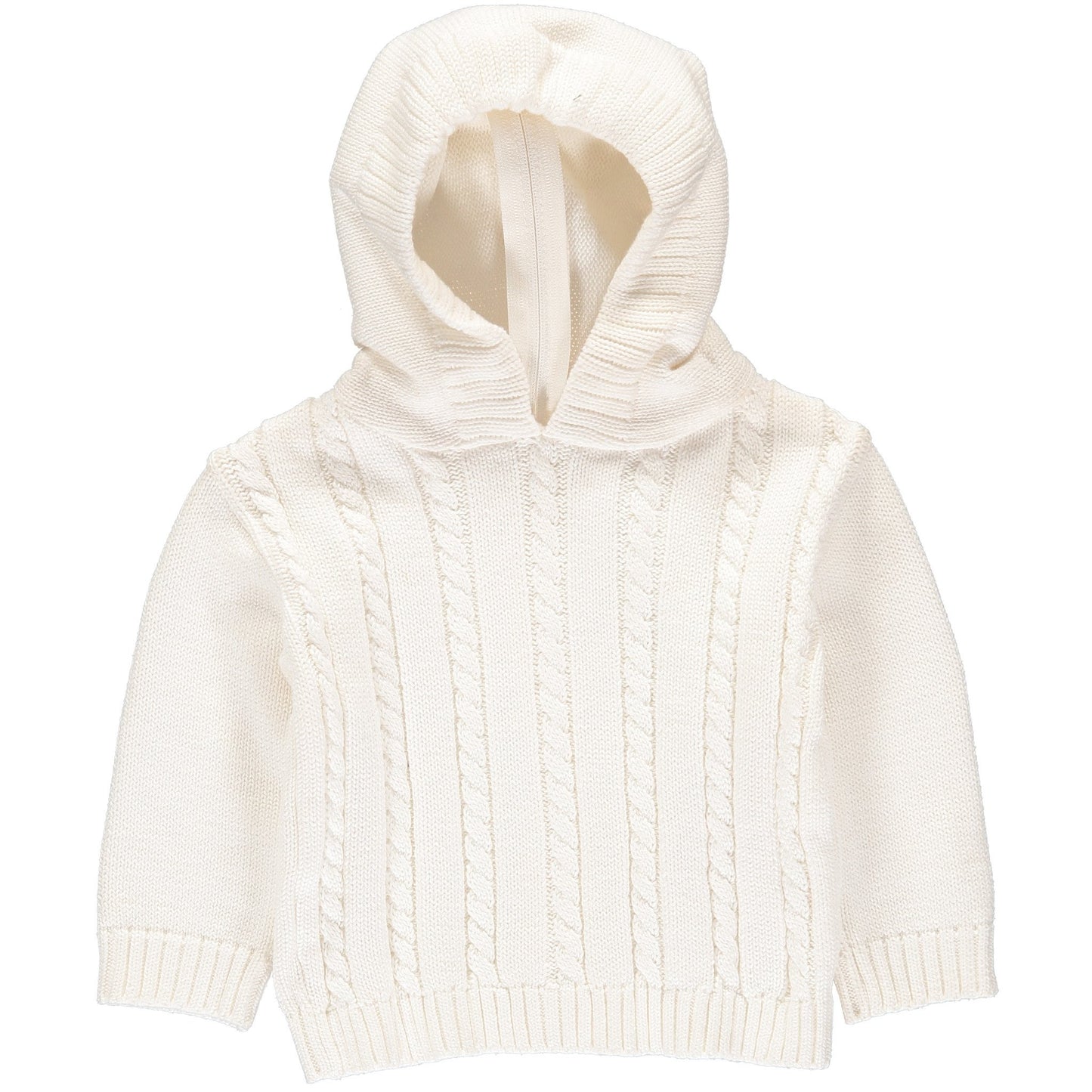 Cream Cable Hooded Zipper Back Sweater