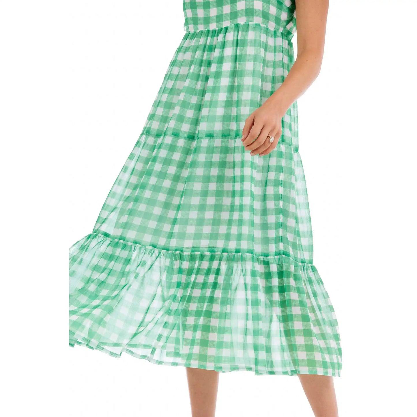 Green Vivianne Plaid Midi Dress