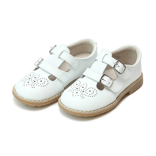 White Beatrix Double Velcro English Shoe