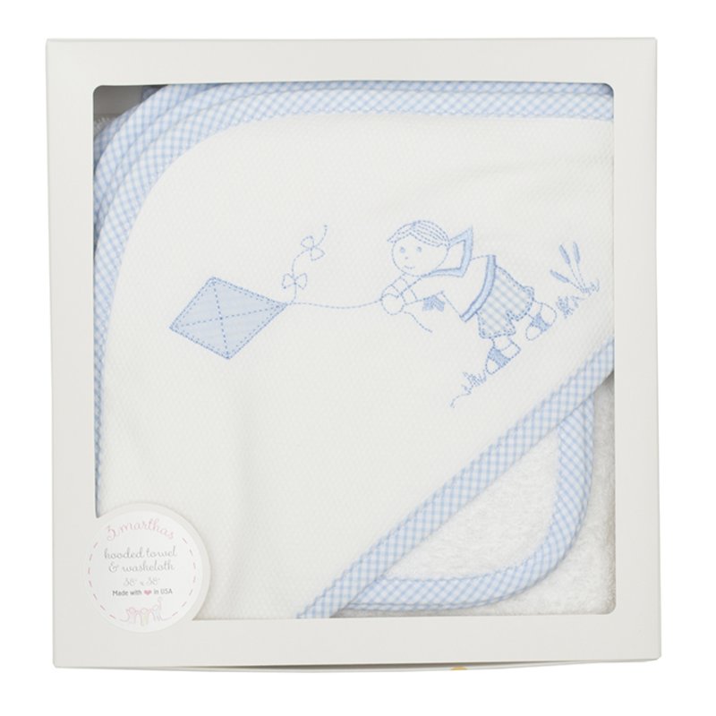 Blue Boy Boxed Hooded Towel & Washcloth Set