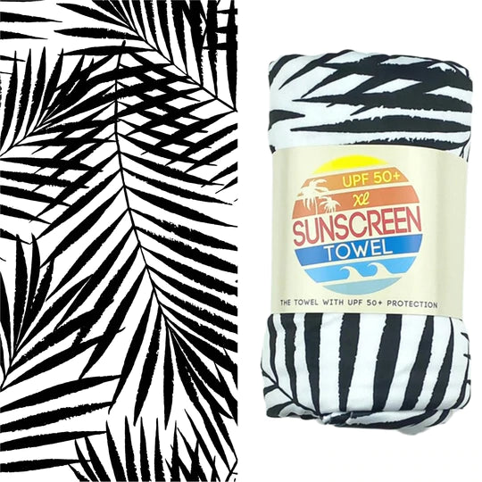 Black & White Palm UPF 50+ Sunscreen XL Towel