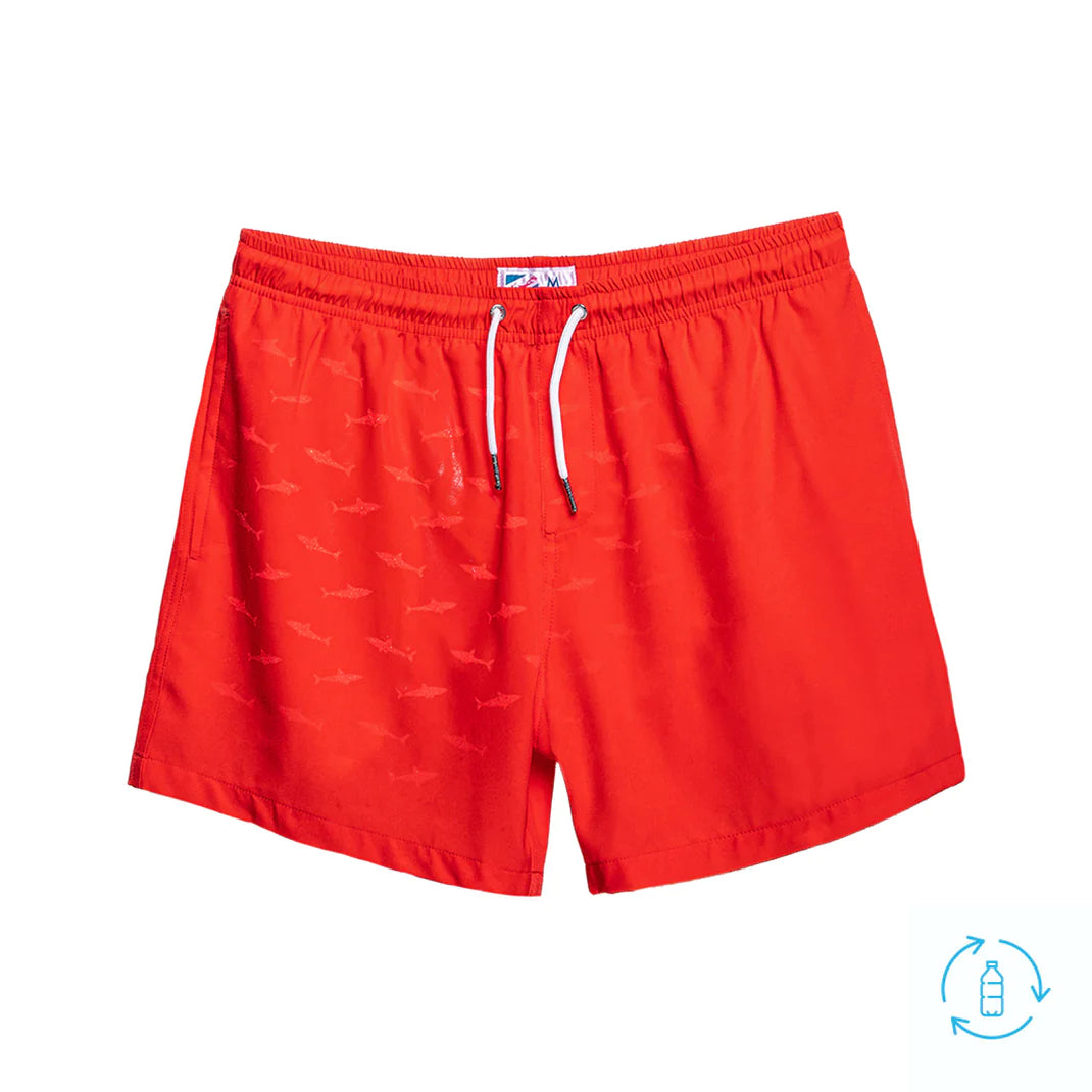 Red to Sharks Swim Trunks