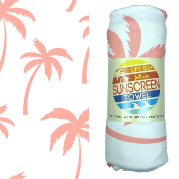 Coral Palm UPF50+ Full Size Sunscreen Towel
