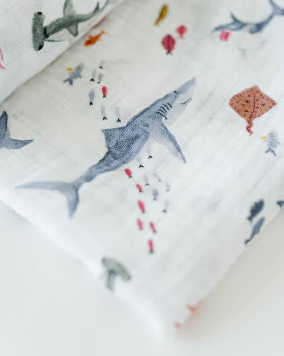 Shark Cotton Muslin Swaddle Blanket