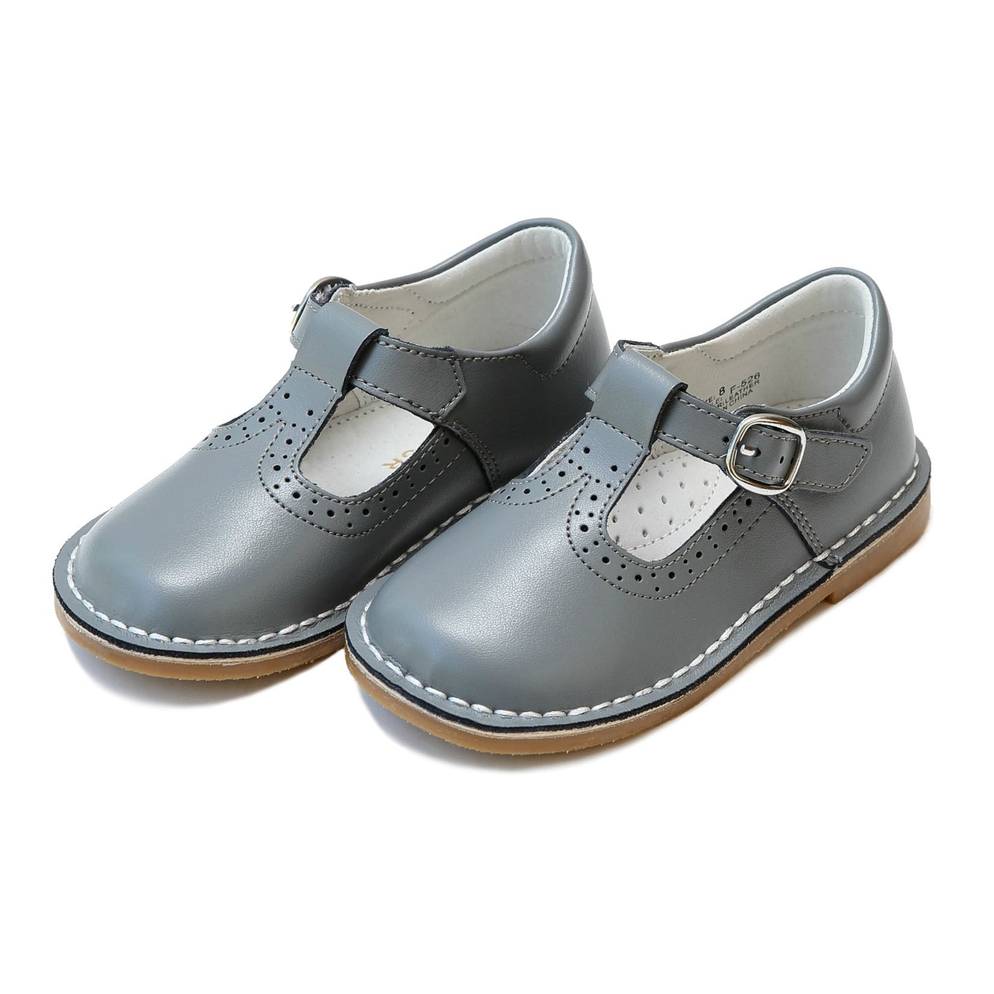 Gray Frances Perf T-Strap Mary Jane