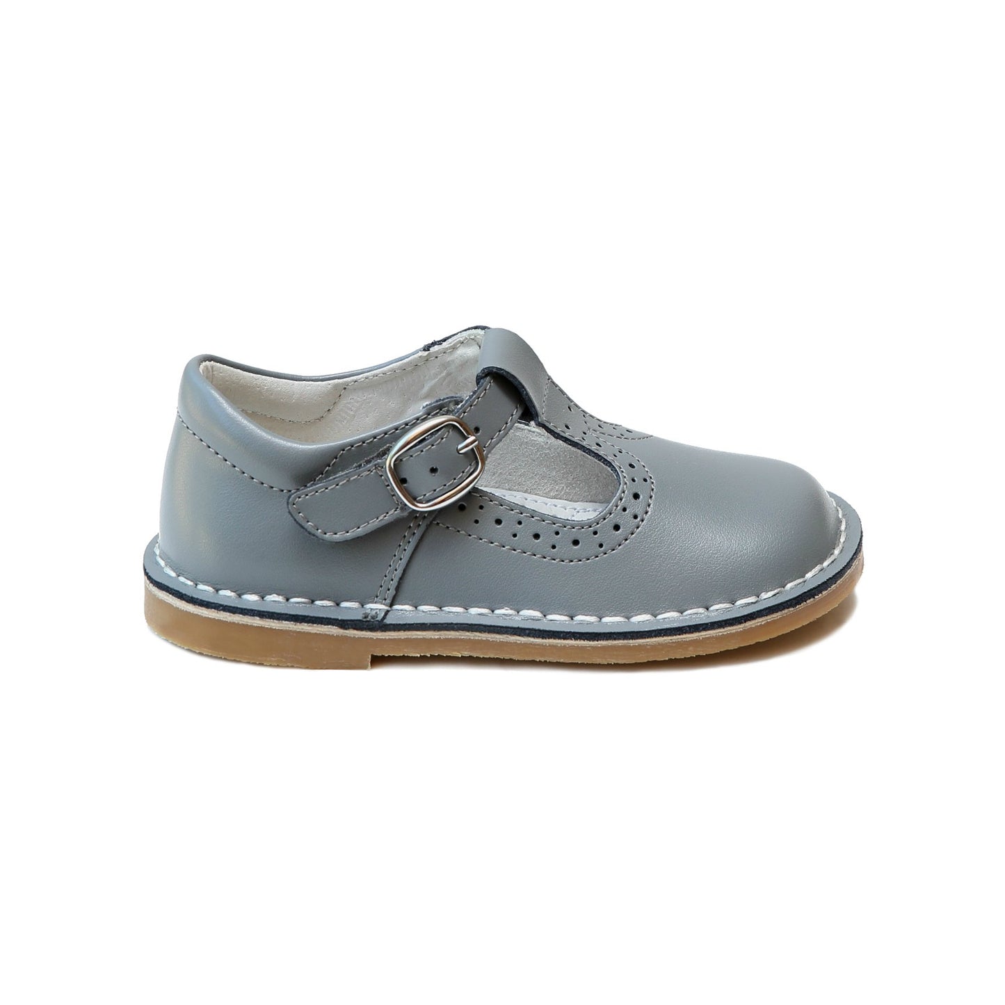 Gray Frances Perf T-Strap Mary Jane