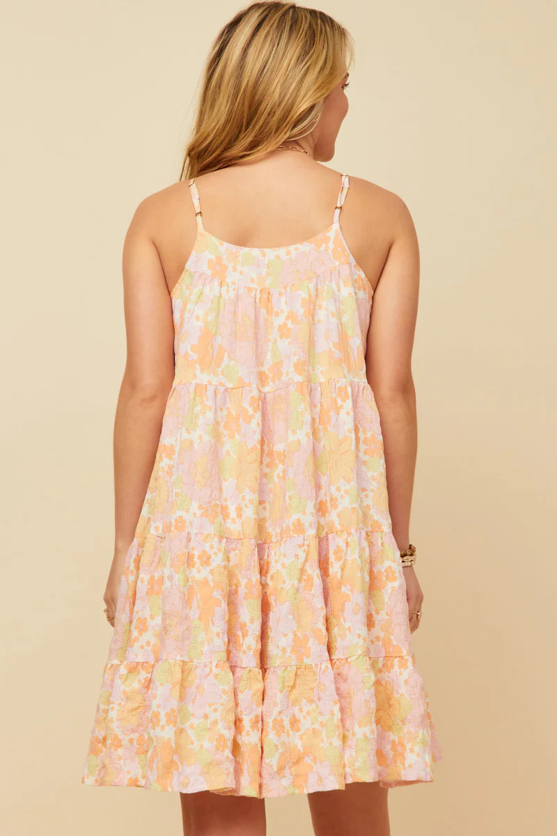 Pink Front Tie Floral Tiered Tank Dress FINAL SALE