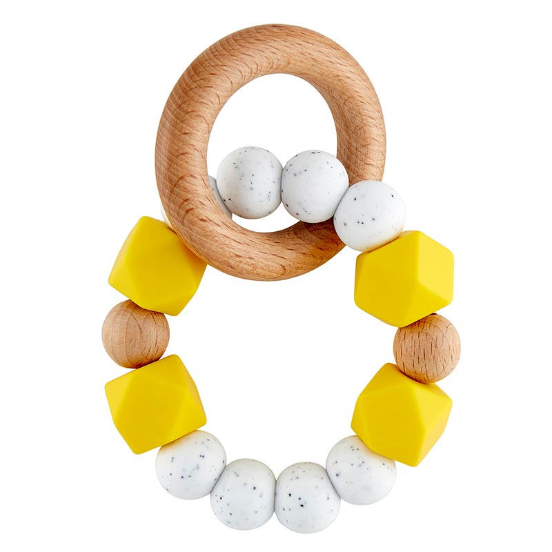Yellow Speckle Silicone Wood Teether