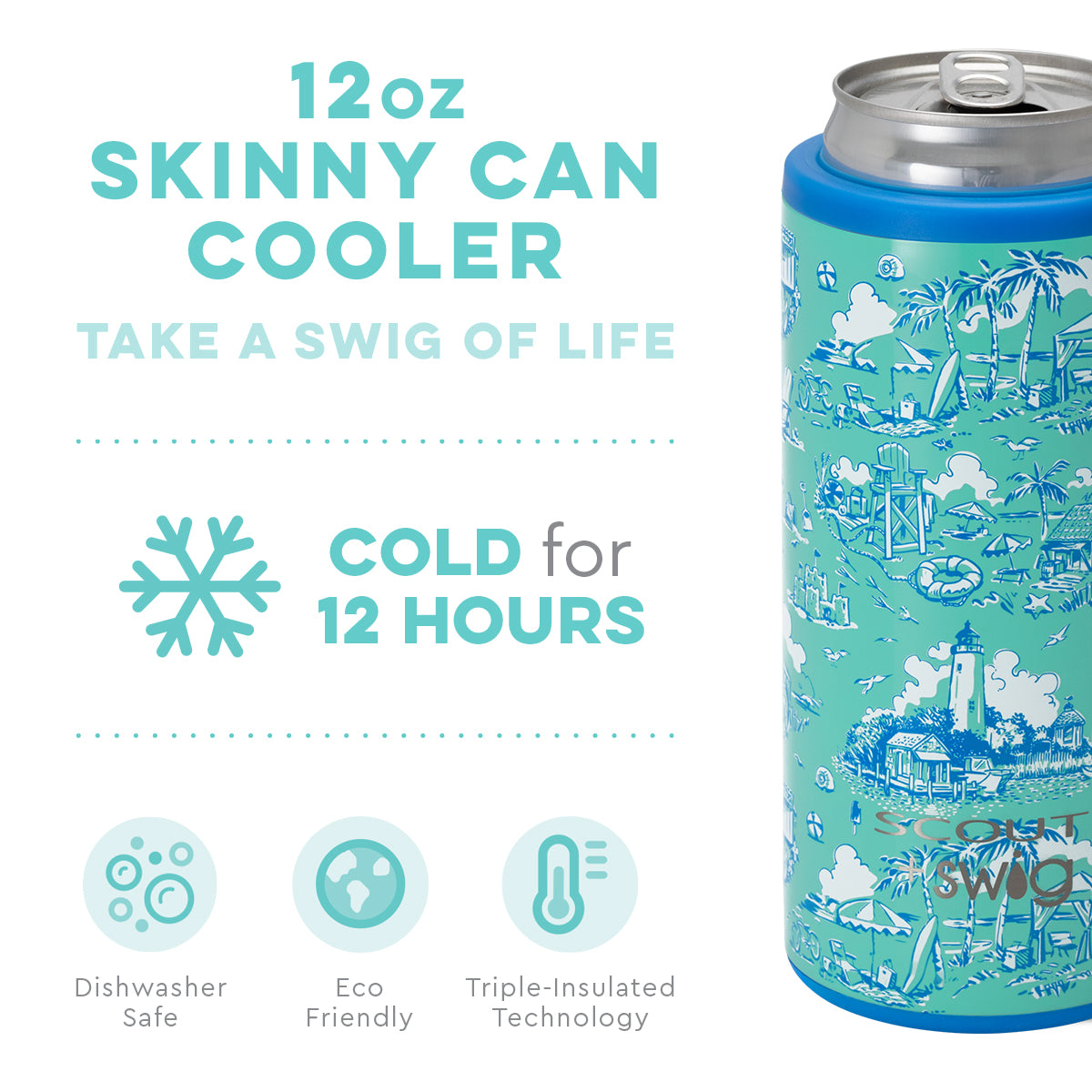 SCOUT+Swig Coastal Rica 12oz Skinny Can Cooler