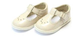 Cream Patent Dottie Scalloped T-Strap Mary Jane