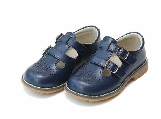 Navy Beatrix English Double TStrap Leather MJ