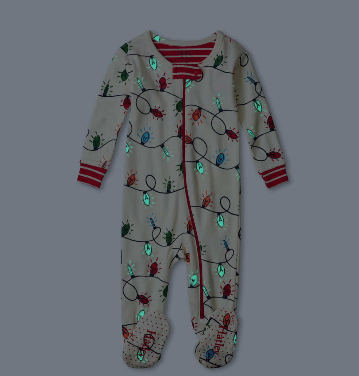 Glowing Holiday Lights Footed Coverall