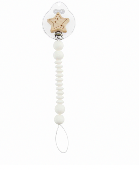 White Star Wood & Silicone Pacy Clip