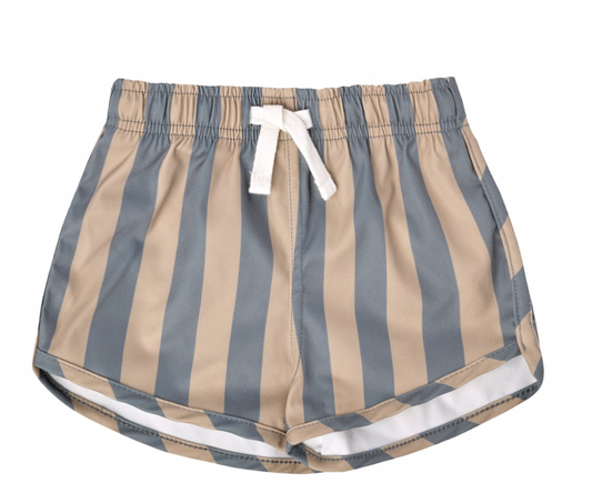 Stripe Ocean + Latte Swim Short