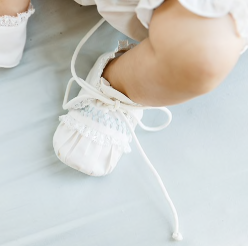 Ivory & Blue Vintage Booties