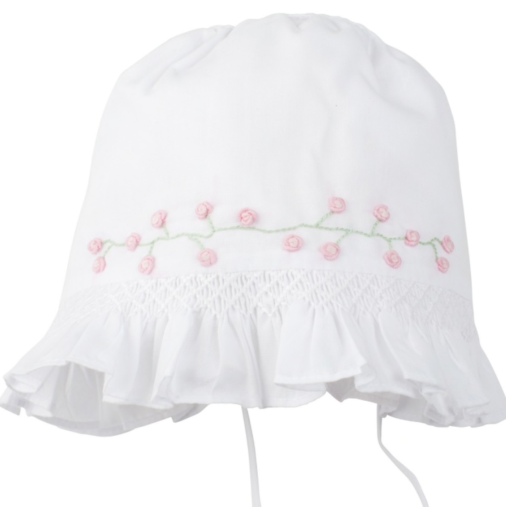 White & Pink Floral Garden Bonnet