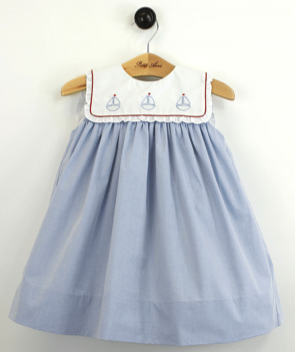 Dress w/ Bloomer & Square Collar & Sailboat Stitching