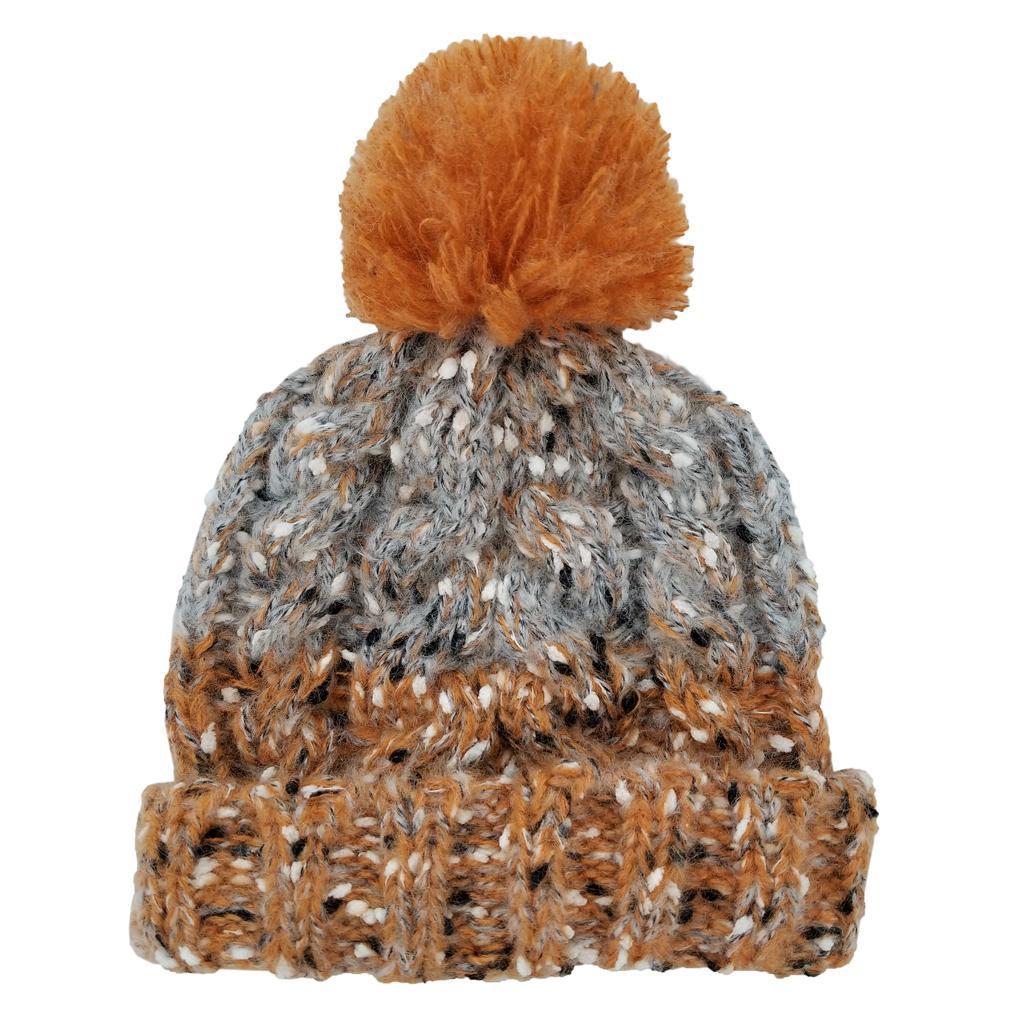 Umber Brown Orange Tweed Beanie Hat