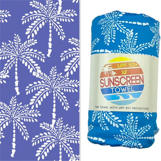 White Palm Trees XL UPF 50+ Sunscreen Towel