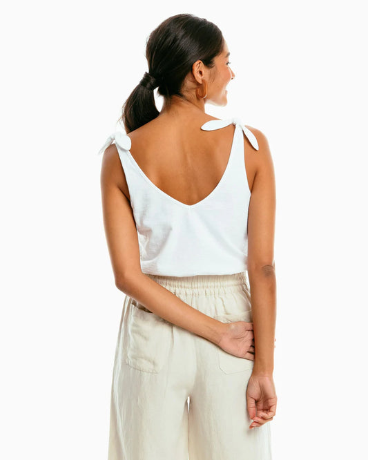 White Adrianna Sun Farer Tie Shoulder Tank