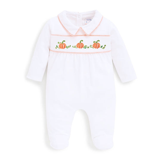 White Embroidered Pumpkin Sleepsuit