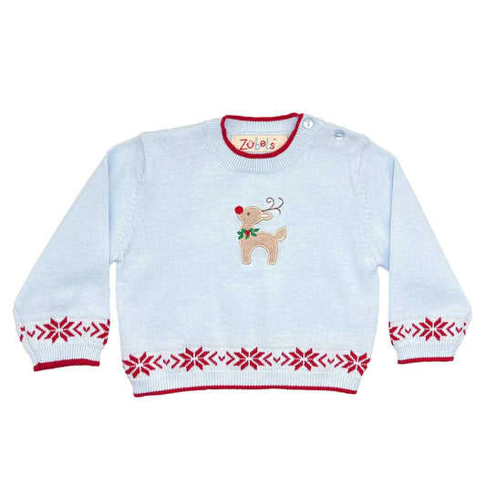 Reindeer Lightweight Knit Sweater in Blue