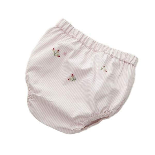 Rosebud Pink Stripe Embroidered Diaper Cover