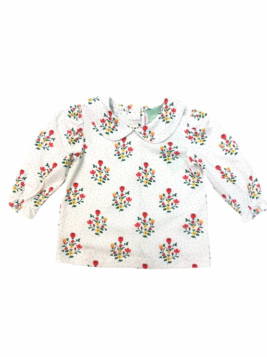Red Floral Peter Pan Top