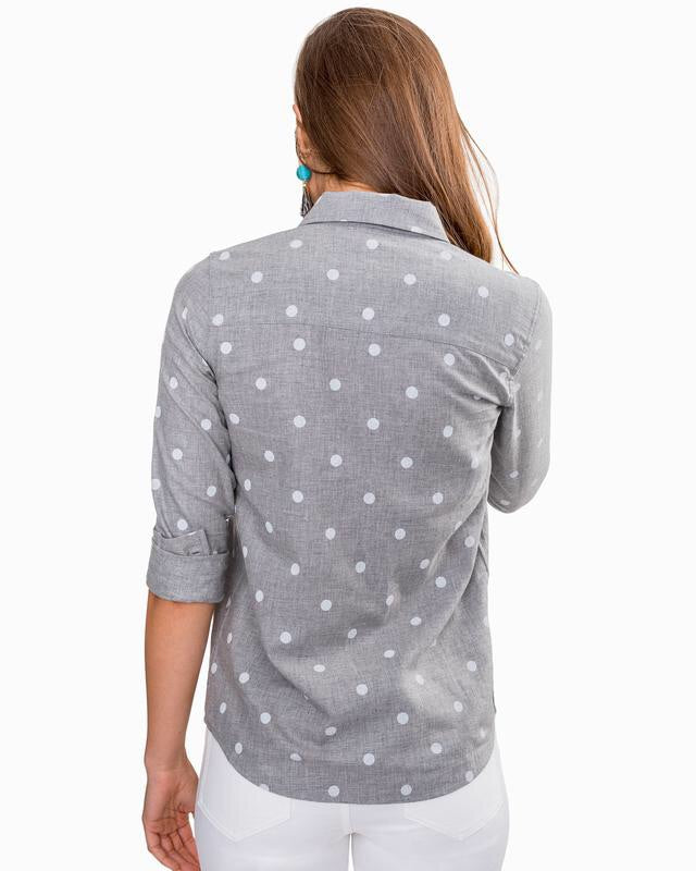 Dynamic Grey Emery Button Front Dot Shirt