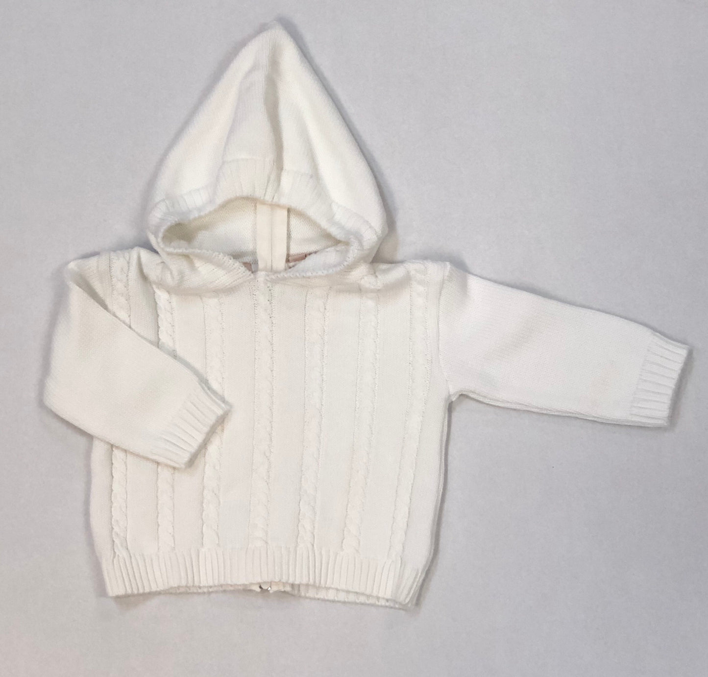 Cream Cable Hooded Zipper Back Sweater