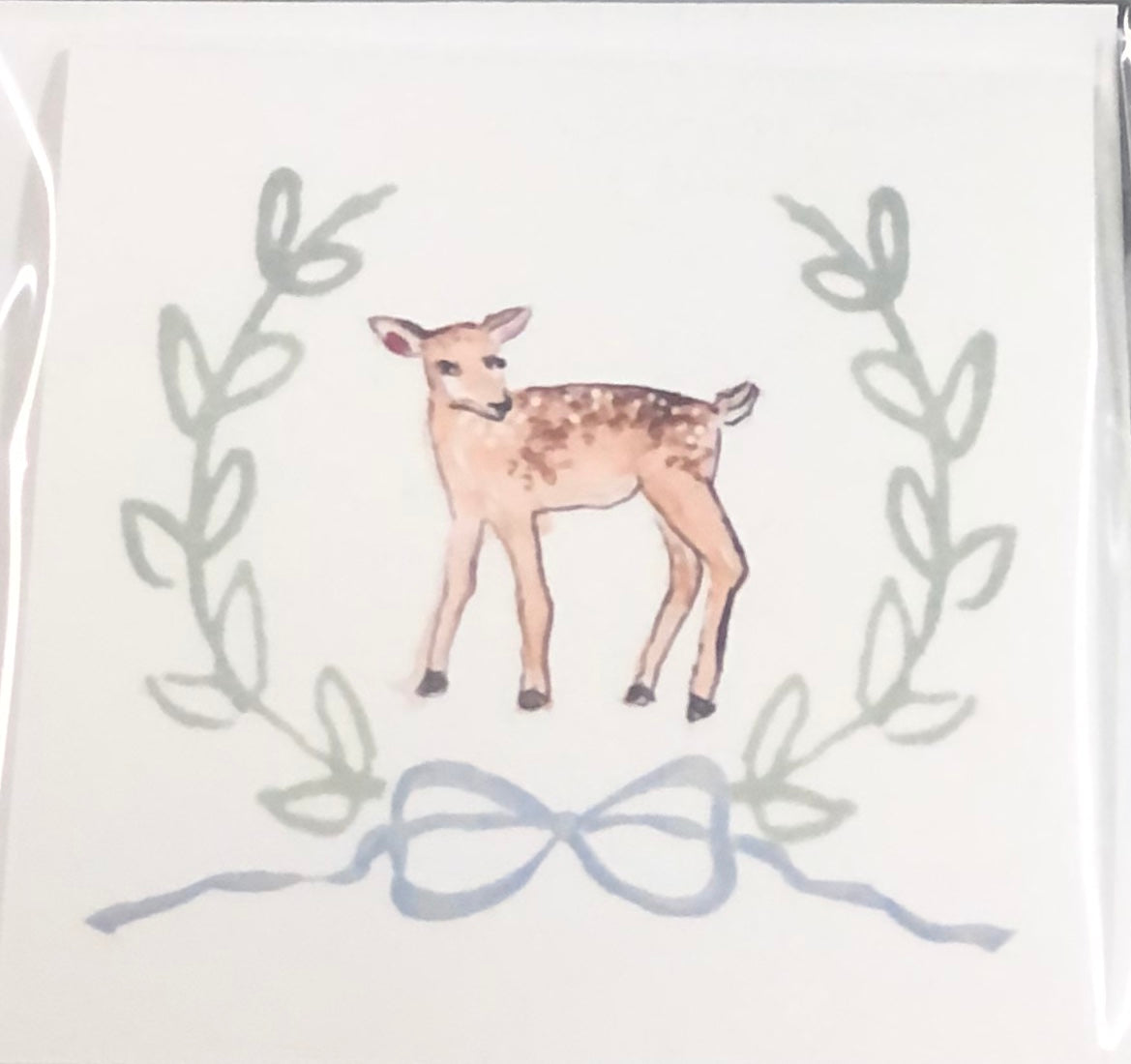 Blue Bow Deer Enclosure Card