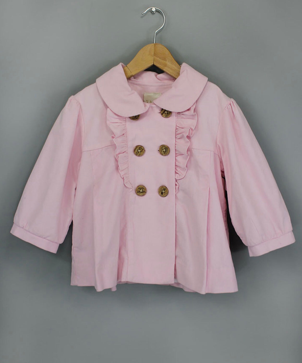 Pink Double Breasted Ruffle Coat