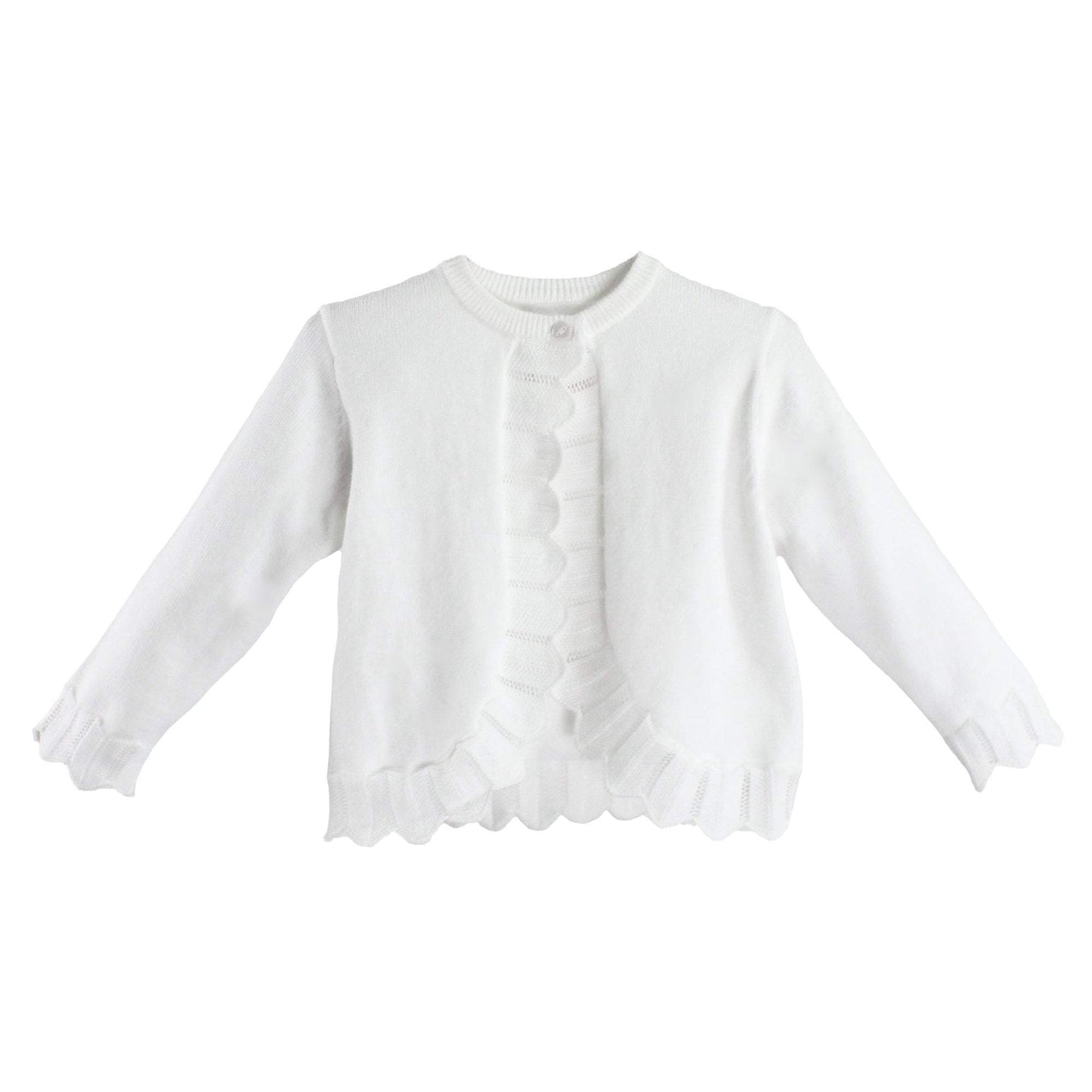 White Pointelle Edge Bolero Sweater