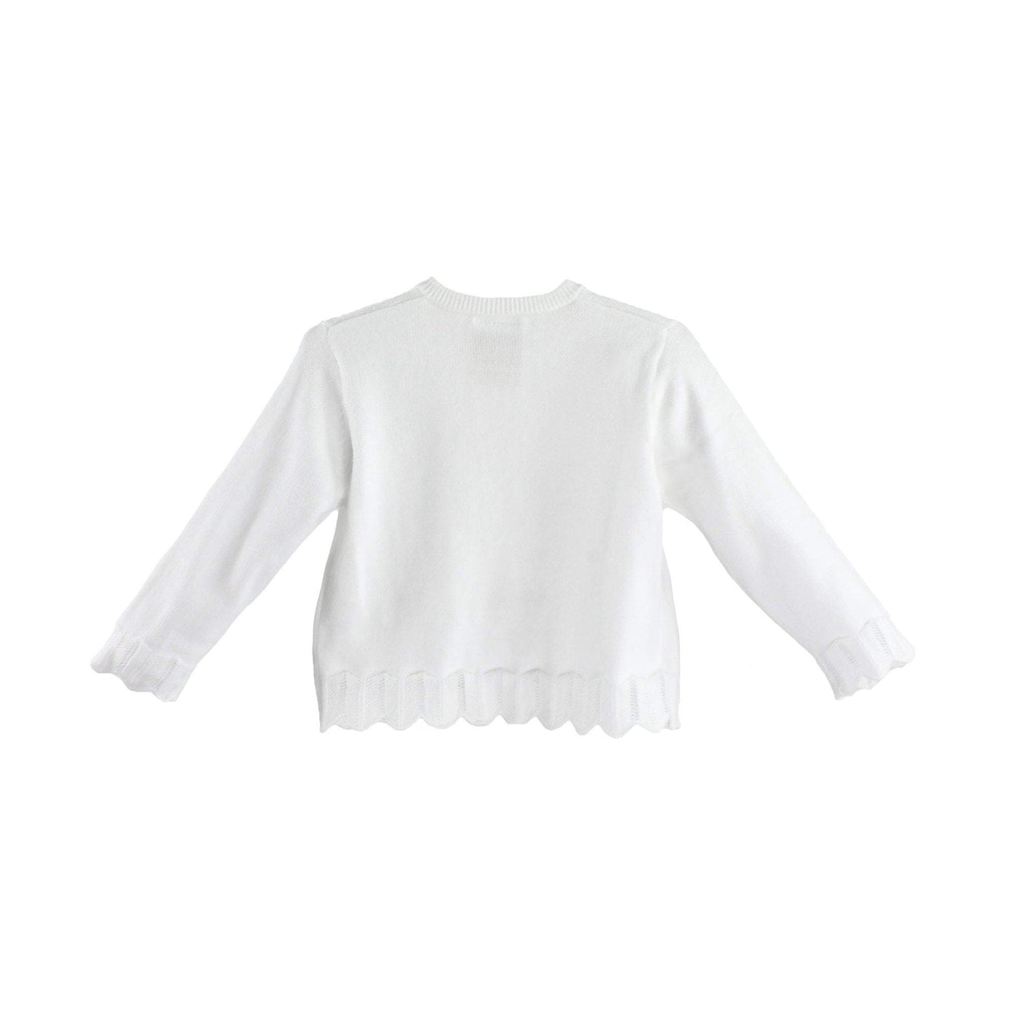 White Pointelle Edge Bolero Sweater