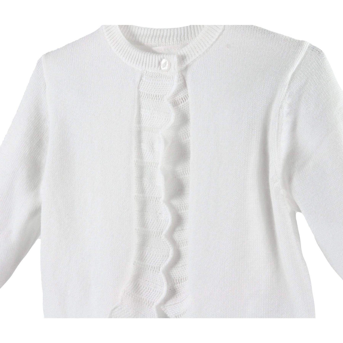 White Pointelle Edge Bolero Sweater