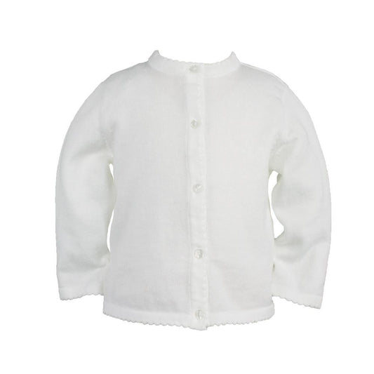 White Scalloped Edge Cardigan Sweater