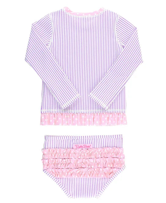 Lilac Seersucker L/S Rash Guard Bikini