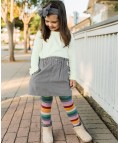Rainbow Stripe Footless Ruffle Tights