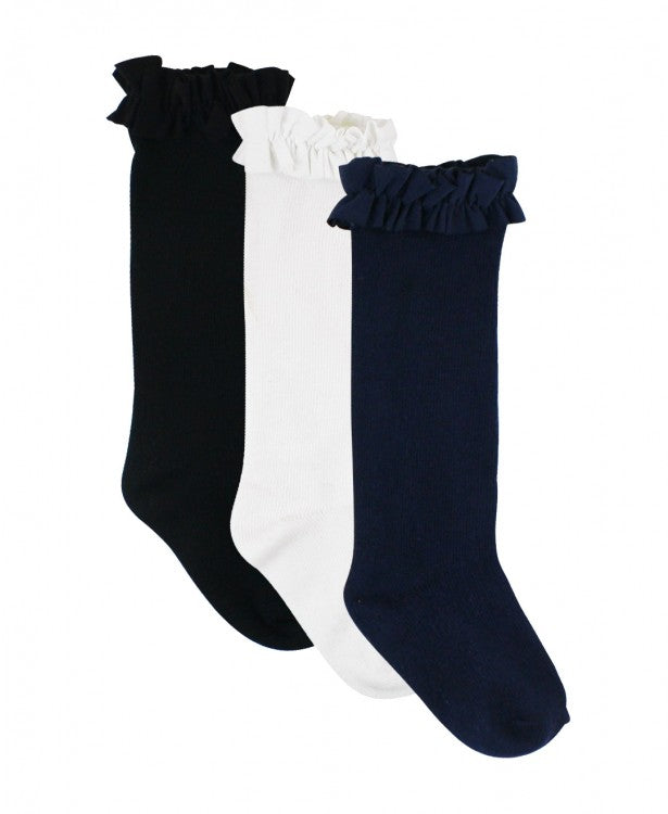 White, Navy, Black 3PK Knee High Socks