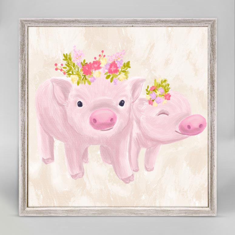 Sweet Baby Pigs Mini Framed Canvas