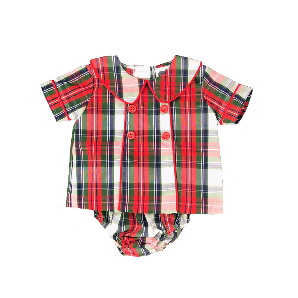 Christmas Piped Chest Boys Bloomer Set