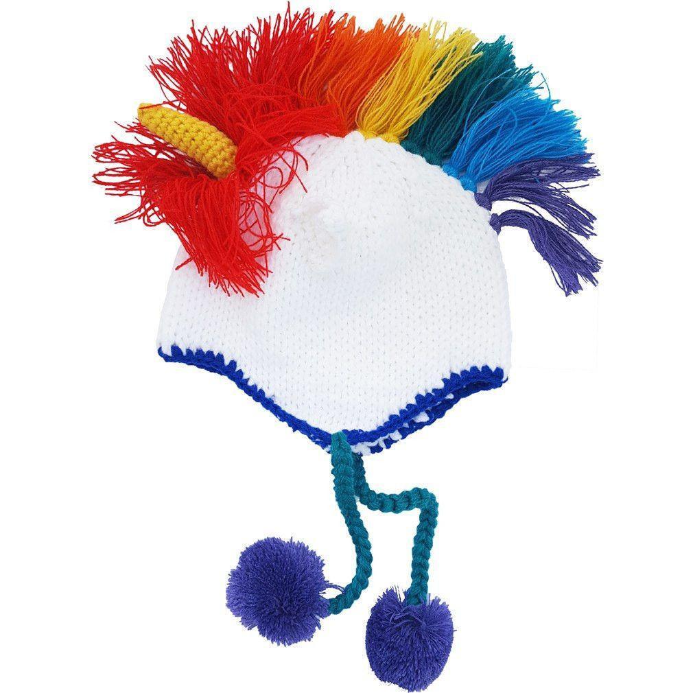 Rainbow Unicorn Crochet Earflap Beanie Hat