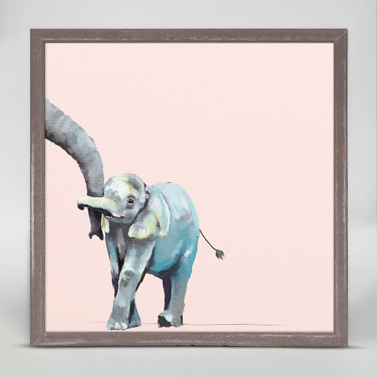 You & Me Elephant Pink Mini Framed Canvas